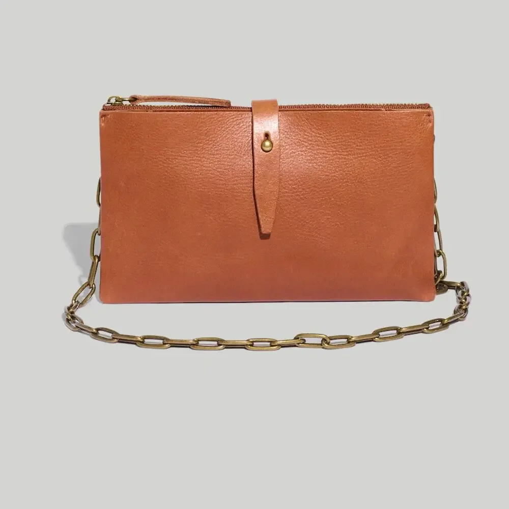 Madewell Transport Accordian Crossbody Purse Bag English Saddle Tan Leather